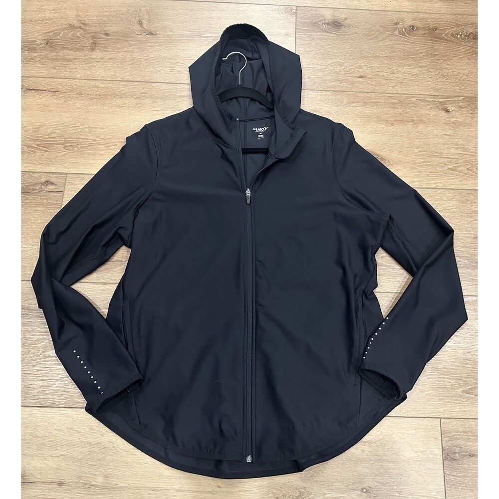 Old Navy Women's Active Jacket Stretchy Hooded Athletic Black XXL EUC